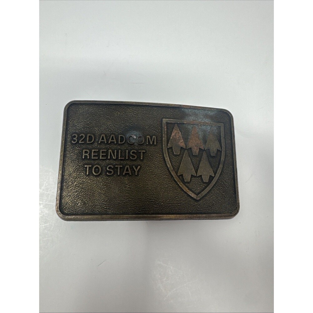 1960's Vintage 32nd ARMY AIR DEFENSE MISSILE COMMAND Brass AADCOM Belt Buckle